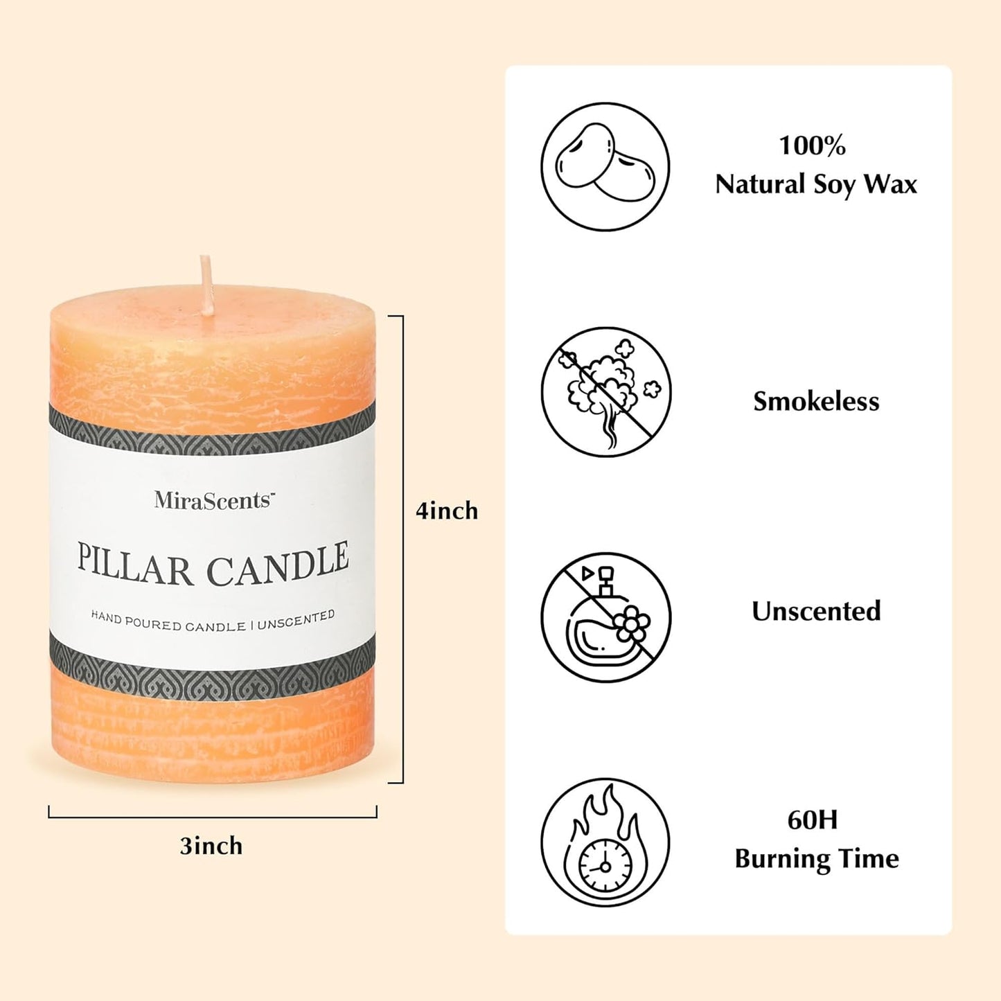 3x6 Inch Sage Green Pillar Candles Set of 3 - Unscented Spring, Long Clean Burning, Large Smokeless Dripless for Home Decor, Dinner Table, Bathroom, Rustic Decor