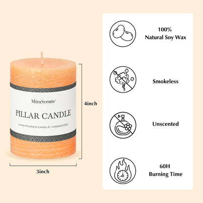 3x6 Inch Sage Green Pillar Candles Set of 3 - Unscented Spring, Long Clean Burning, Large Smokeless Dripless for Home Decor, Dinner Table, Bathroom, Rustic Decor