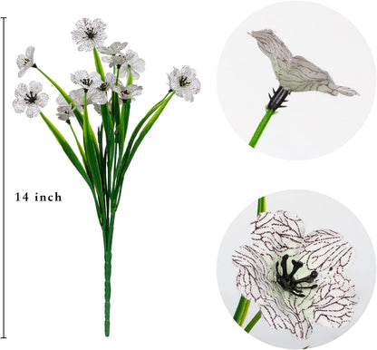 LikSoor 21 Bundles Artificial Outdoor UV Resistant Flowers No Fade Fake Outside Flowers Plastic Greenery Faux Shrubs Garden Porch Window Box Home Decoration(Purple)