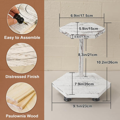 Tikea Farmhouse Wood Display Riser, 10 in. Farmhouse Pedestal Stand for Kitchen Bathroom Counter Decor, Round Display Tray for Soap Dispenser and Plant (Brown)