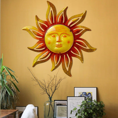 Large Sun Wall Art Decor 45 inch Metal Wall Art, Retro Hanging Decor, Valentine Wall Decorations for Patio,Yard,Garden,Fence,Living Room
