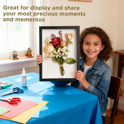 Shadow Box Frame 8x10 - 3 Pack Wood Deep Shadowbox with Glass Shadow Boxes Display Cases Suitable for Photos, Dried Flowers, Handicrafts Picture Frames for Wall (Black)