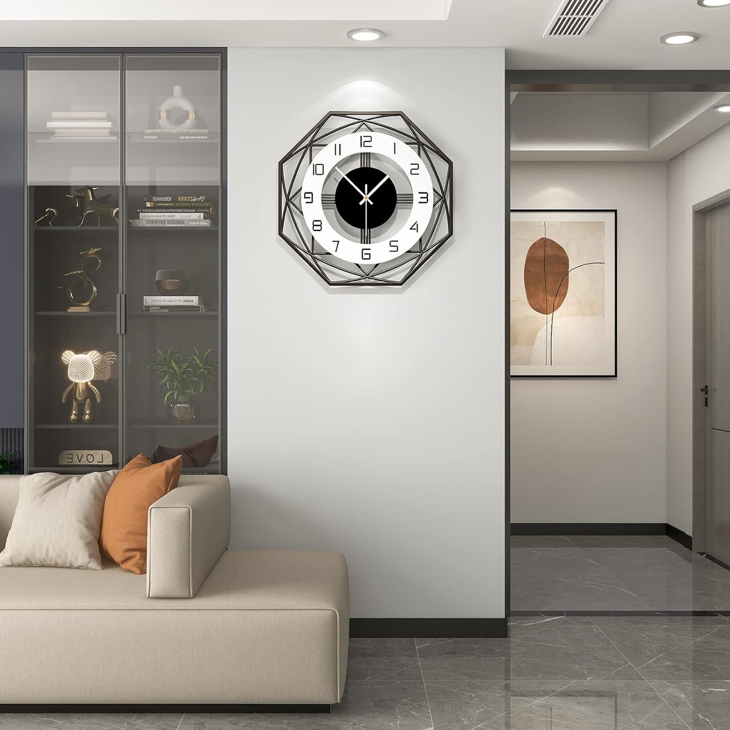 Modern Wall Clocks for Living Room Decor 12in Black Wall Clock Silent Non-Ticking Quartz Battery Operated for Office Kitchen Bedroom Bathroom Minimalist Small Clock Decoration Easy to Read