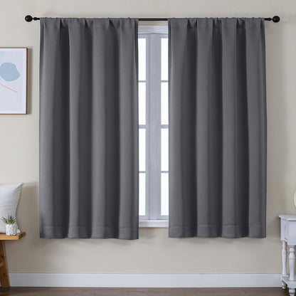 Simplebrand Ava Sage Green Blackout Curtains for Bedroom 63 Inch Length 2 Panels Set, Solid Thermal Insulated Energy Saving Rod Pocket Window Treatment Curtains Blackout Drapes, W40 x L63 Inch, Sage - Colors C