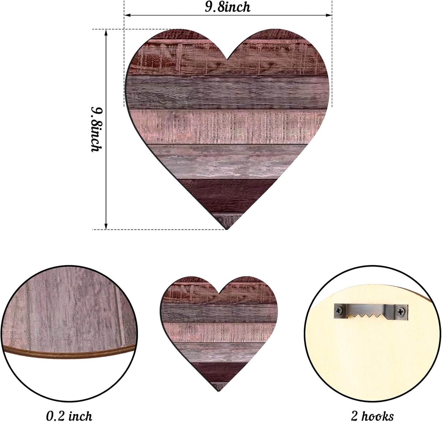 3 Pcs Wooden Hearts Decor Heart Wooden Sign Rustic Hanging Love Plaque for Wall Home Farmhouse Living Room Bedroom Gifts(White)