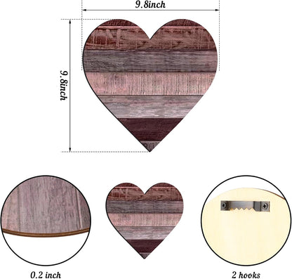 3 Pcs Wooden Hearts Decor Heart Wooden Sign Rustic Hanging Love Plaque for Wall Home Farmhouse Living Room Bedroom Gifts(White)