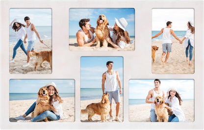YESKAY 4x6 Picture Frame Collage for Wall Decor, Multiple Photo Collage Frames with Tempered Glass, 7-Opening for 4 x 6 Picture Frames, Rustic Brown, 1 Pack