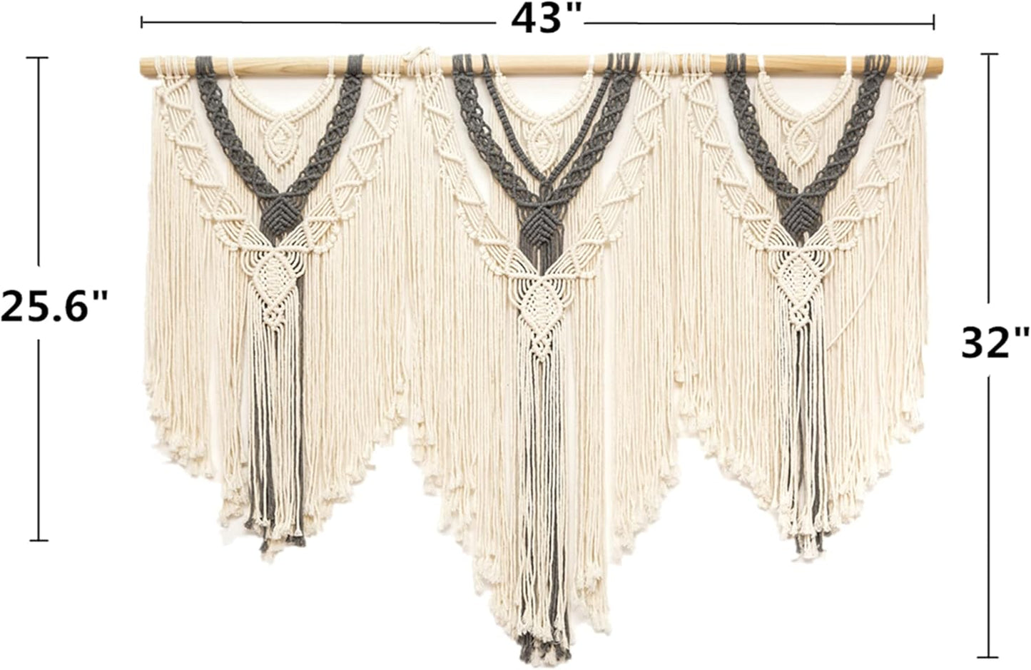guzhiou large macrame wall hanging - Boho Tapestry Macrame Wall Decor Art- Chic Bohemian Handmade Woven Tapestry Home Decoration for Bedroom Living Room Apartment Wedding Party - 43"x32" (Wood bead)