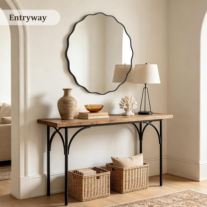 WallBeyond Round Wavy Mirror for Wall Decorative 24 inch, Modern Round Mirror Aluminum Frame for Bathroom Bedroom Living Room Home House Office Entryway, Gold
