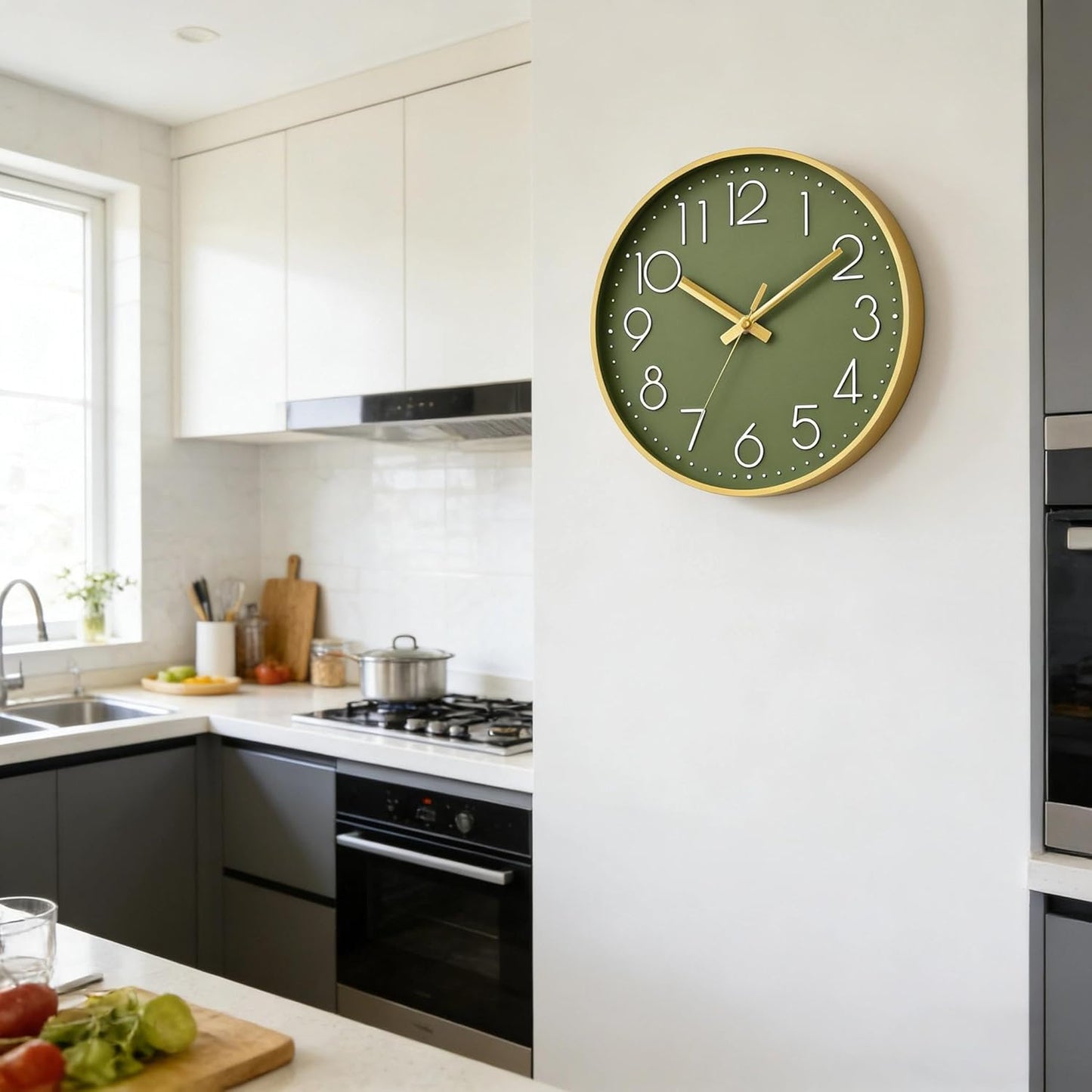 DAXSMY Wall Clock - 8 Inch Silent Non-Ticking Modern 3D Wall Clocks Battery Operated - Decorative Clock for Kitchen, Home Office, Bathroom, Bedroom(Rose Gold)