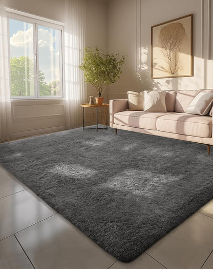 Ophanie Round Rugs 5Ft Ivory Circle Area Rug, Nursery Room Decor, Christmas Aesthetic Bedroom Home Circular Carpet 5 Foot, Fluffy Fuzzy Shag Plush Cream Living Room Rugs for Kids Boys Girls Teen Baby