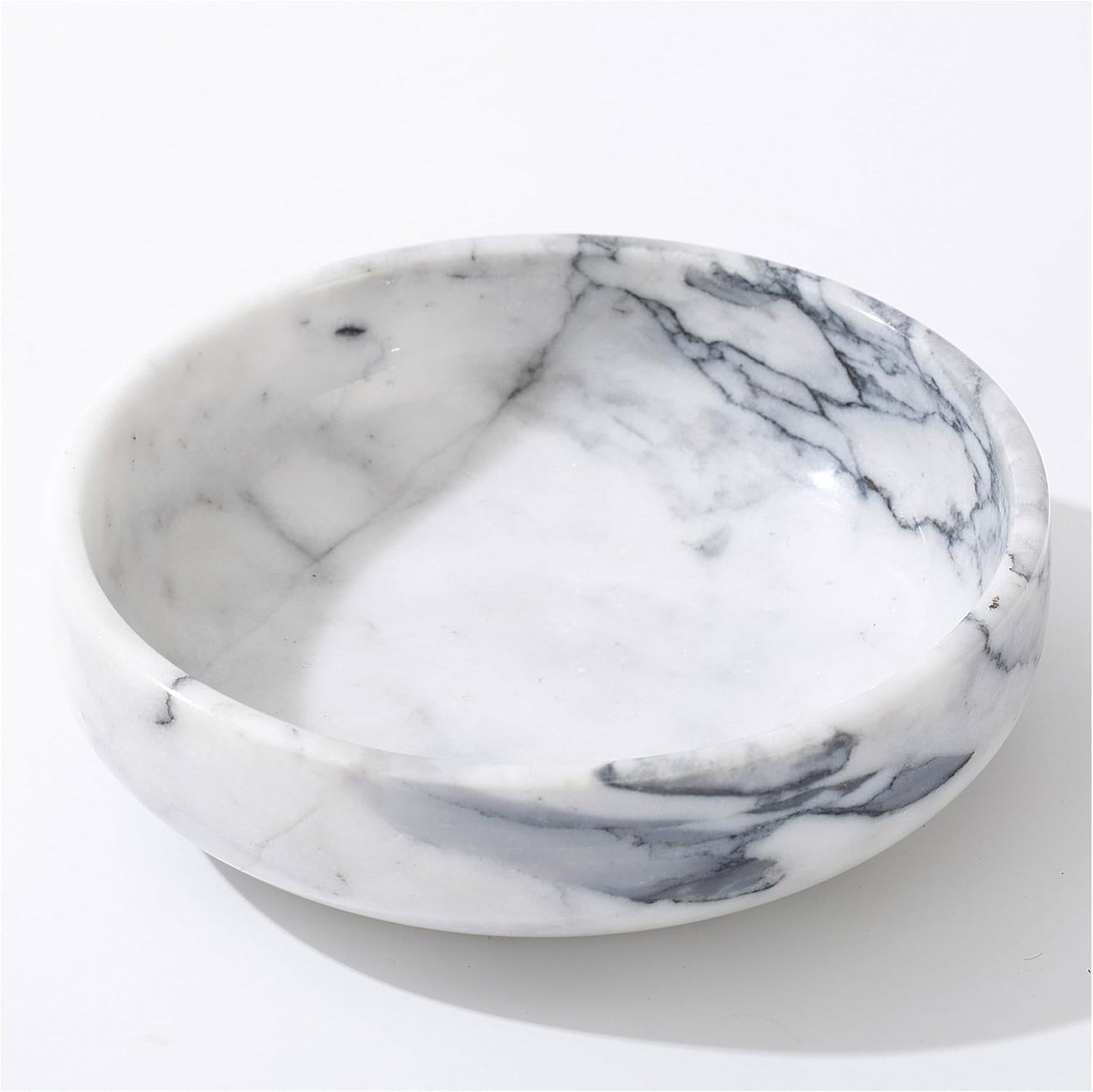 6.7" Large Decorative Bowl, Natural Marble Decorative Bowls for Home Decor, Key Bowl, Candy Bowl, Smudge Bowl, Coffee Tables Centerpiece (Natural Black)