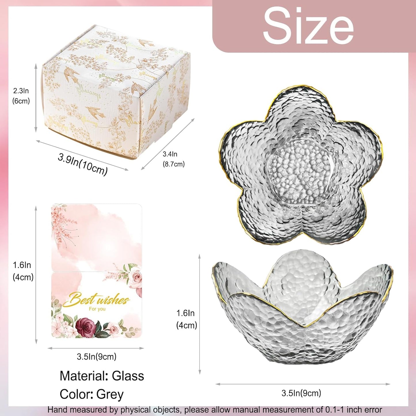 Purple Flower Jewelry Dish Glass Ring Holder Dish Jewelry Tray Cute Vanity Organizer Aesthetic Nightstand Bathroom Room Decor Trinket Dish Mothers Day Friendship Christmas Birthday Gifts for Women