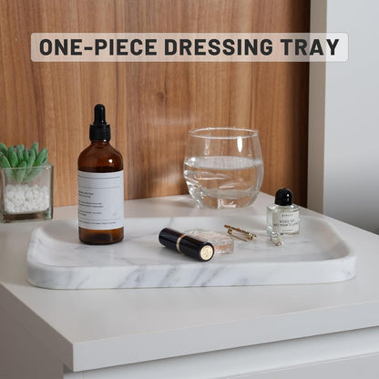 Marble Vanity Tray for Dresser Organizer, Travertine Bathroom Tray Countertop, Beige Decorative Serving Trays, Kitchen Sink Storage, Jewelry & Perfume Holder(Travertino Romano)
