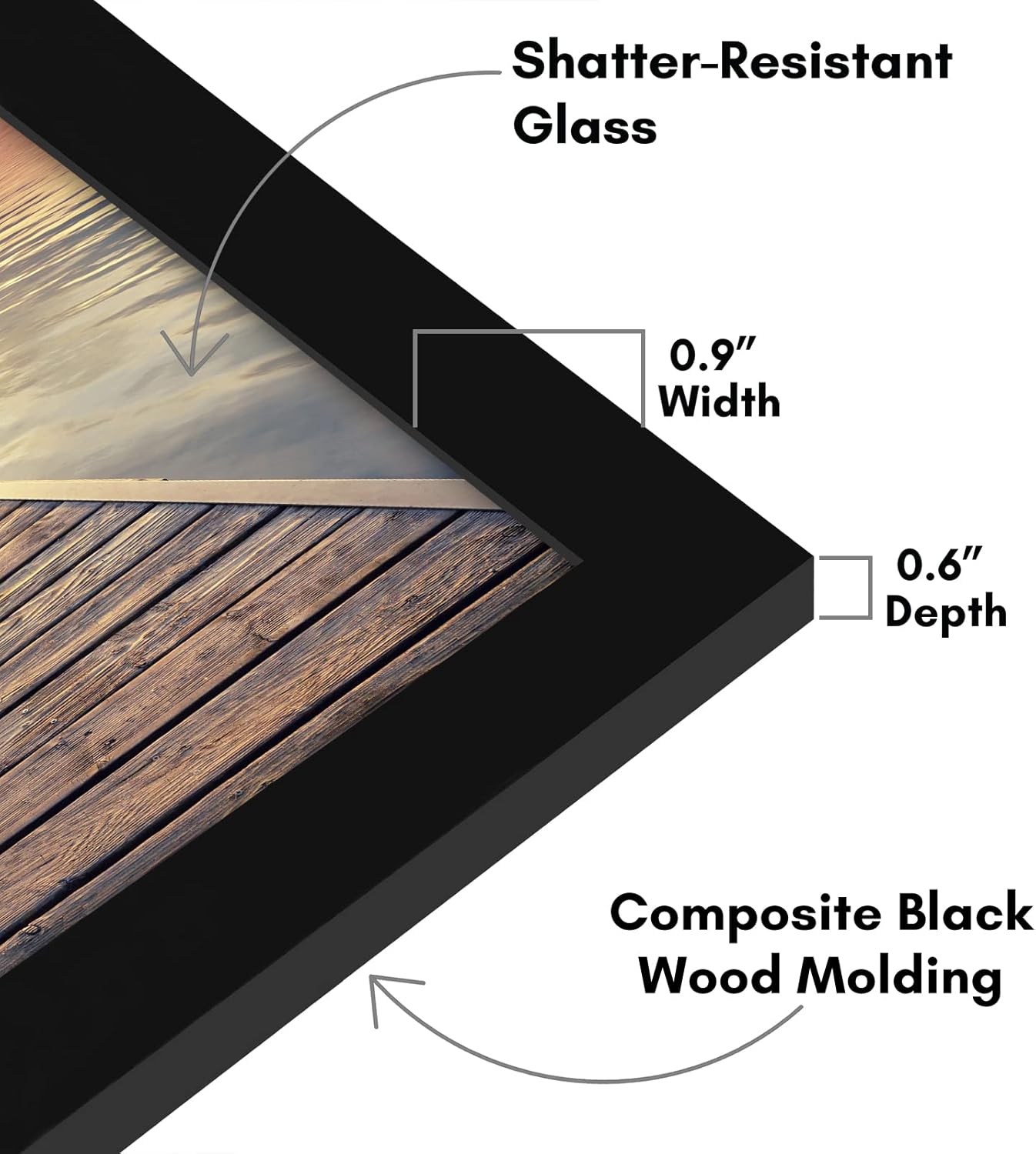 Americanflat 12x18 Poster Frame with Shatter-Resistant Glass - Signature Collection - Gallery-Style Frames Made of Engineered Wood - Photo Frame for Wall Display - Black - Colors B