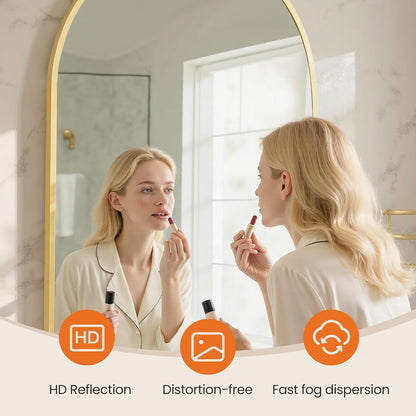 Sweetcrispy 24 Inch Round Wall Mirror with Tempered Glass, Bathroom Mirror Over Sink, Anti-Fog & Waterproof Round Mirror for Bathroom, Entryway, Bedroom, Shatterproof Design, Black