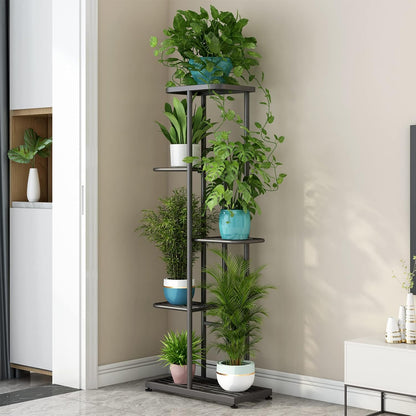 LINZINAR Plant Stand Indoor Outdoor Corner 4 Tier Metal Plant Shelf Patio Plant Rack for Garden Corner Balcony Living Room