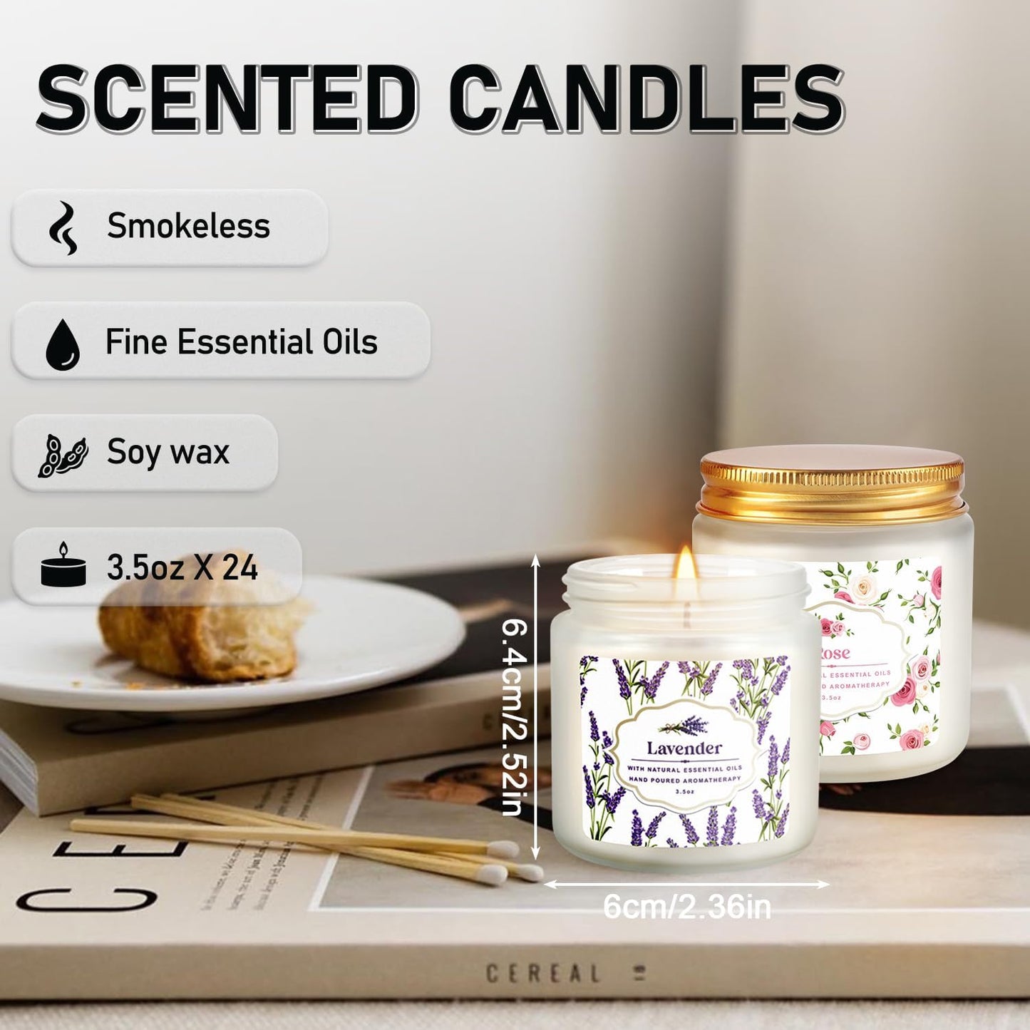 Howemon 24 Pack Scented Candles Set for Home, Relaxing Stress Relief, Aromatherapy - Natural Soy Wax and Fragrance - Gifts for Women, Mom, Best Friend, Wife, Birthday