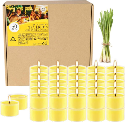 100 Pack Scented Tealight Candles - 4 Hours Burning Lemon Aromatherapy | Valentine's Day Romantic Dinner & New Year Home Decor, Yellow Votive Candles for Wedding, Holiday Gift & Emergency (Yellow)