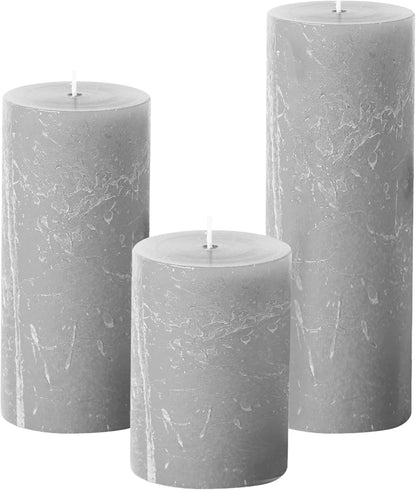 Simply Soson 3x6 inch Ivory Pillar Candles Set of 3, Rustic Texture, Unscented Ivory Candles, Dripless Candles, 3 inch Pillar Candles Ideal as Wedding, Parties, Spas, Dinner, Home Decoration, Church