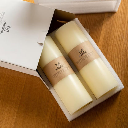 MOZEAL 3" x 4" Hand-Poured Unscented Candle,Dripless Pillar Candle Set of 3,Long Clean Burning,Approx 72 Hours Burn Time,Rustic Country Style,Wedding,Dinner,Christmas and Home Decor,White