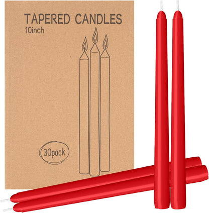 4 Pack Ivory Taper Candles - Taper Candles 10 Inch Dripless, Smokeless & Unscented - 8 Hours Long Burning - Hand Poured Tall Candlesticks - Ideal for Weddings, Dinner Parties, and Home Decor