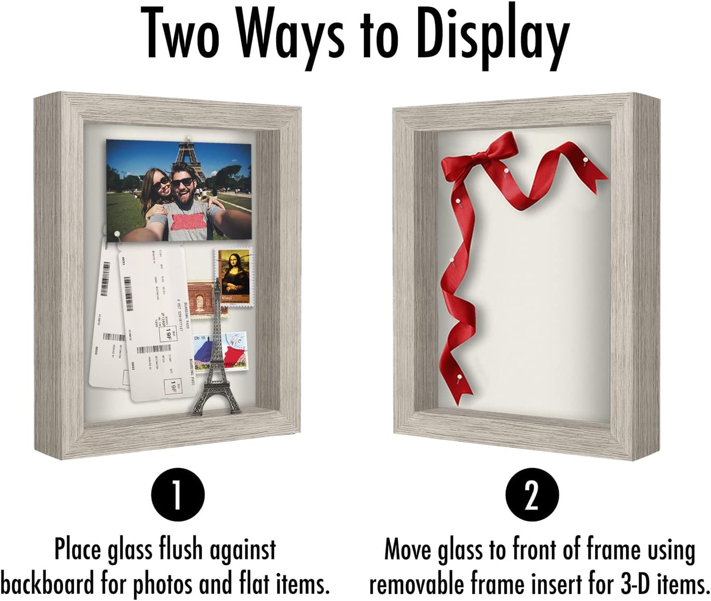Americanflat 12x16 Shadow Box Frame with Polished Plexiglass - Silhouette Collection - Large Shadow Box Display Case for Tabletop and Wall Display - Black with Soft Felt Back