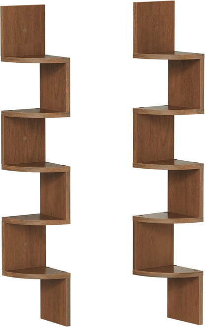 HOOBRO Corner Shelf Wall-Mounted, Set of 2 Floating Corner Shelves for Wall, 4-Tier Corner Bookshelves for Living Room, Bedroom, Bathroom, Home Office, Black BK25BJP201