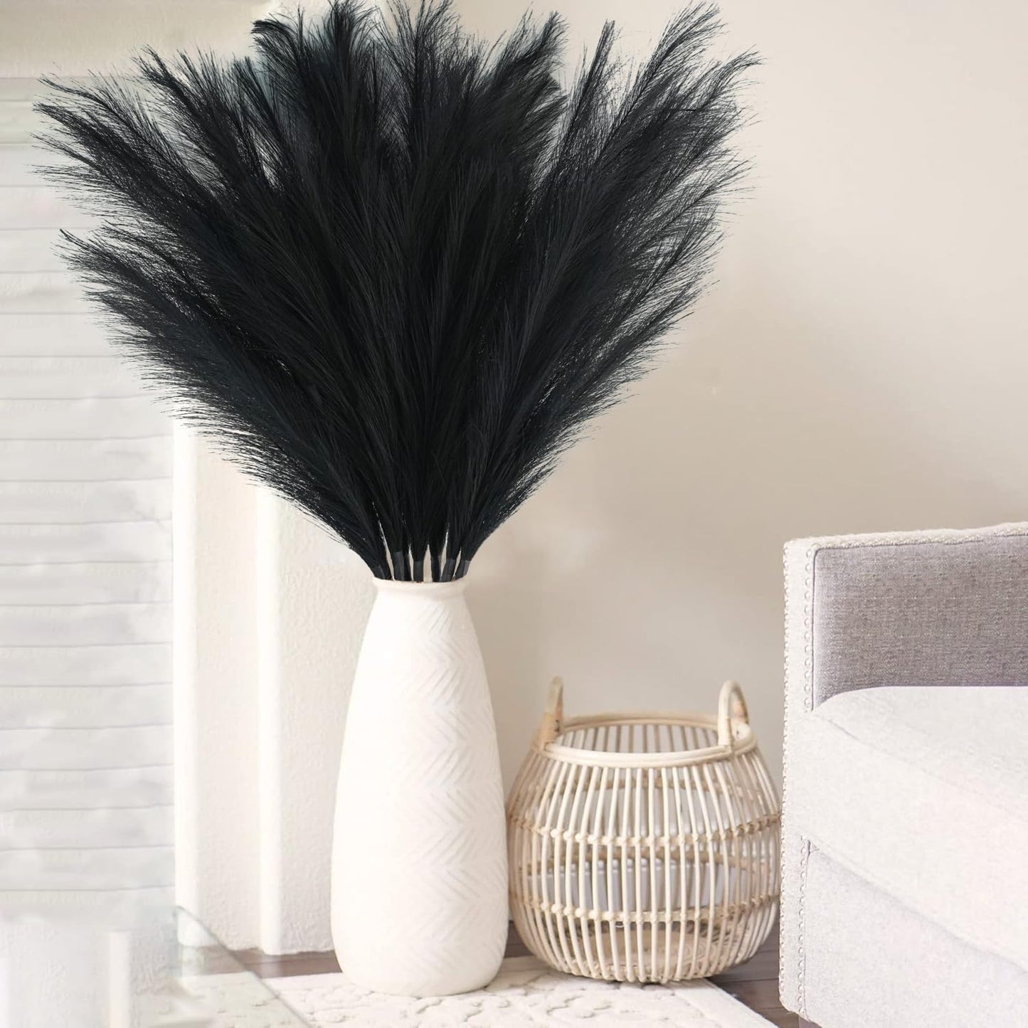 obbsie 50pcs Pink Faux Pampas Grass Decor, 21.6" Short Artificial Floral Branches Vase Filler Flower Arrangement for Home Wedding Boho Outdoor Decor