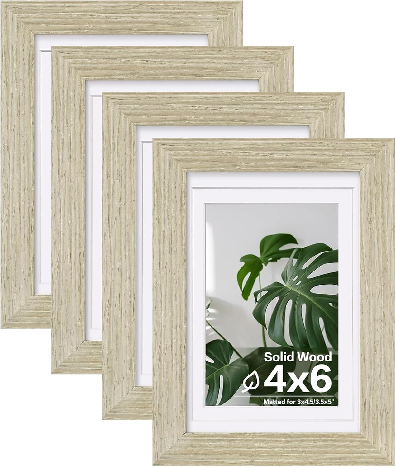 Egofine 8x10 Picture Frames Set of 4, Made of Solid Wood Covered by Plexiglass 4x6 and 5x7 with Mat or 8x10 without Mat, for Table Top Display and Wall Mounting Photo Frame Black