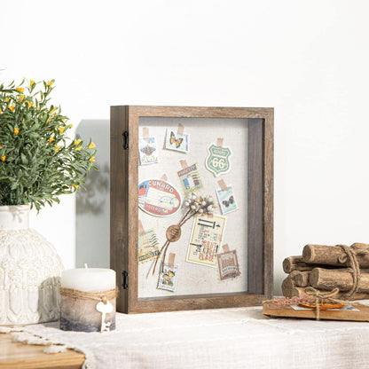 Califortree 8x10 Shadow Box Frame with Linen Back - Sturdy Rustic Memory Display Case of Flower, Pictures, Medals and More, White