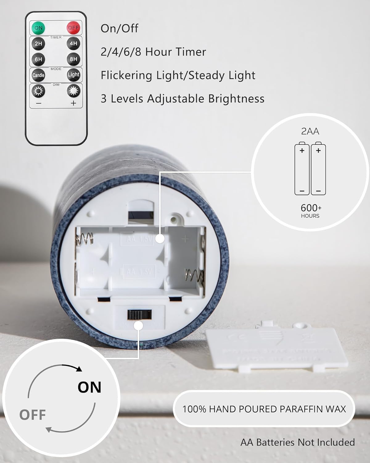 Stmarry Ivory Flameless Candles with Remote and Timer, Real Wax Made LED Pillar Candles Battery Operated with 3D Flickering Flame - 3" x 4",5",6" - Set of 3