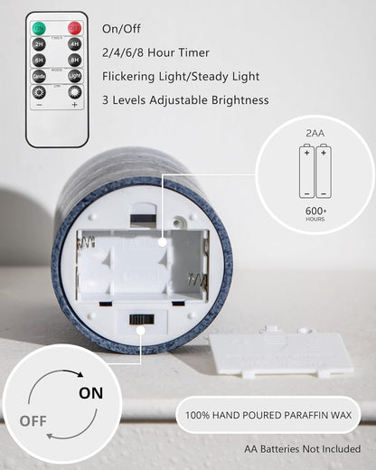 Stmarry Ivory Flameless Candles with Remote and Timer, Real Wax Made LED Pillar Candles Battery Operated with 3D Flickering Flame - 3" x 4",5",6" - Set of 3