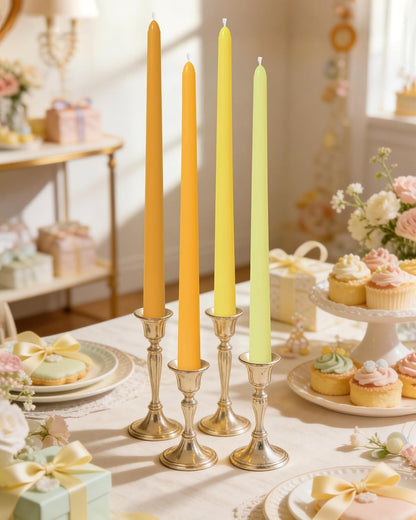 Viyffo Taper Candles, 12 Inch, 12 Pack, Brown – Unscented, Smokeless Design, Up to 8-Hour Burn – Tall Candlesticks for Table Decor, Weddings & Dinners