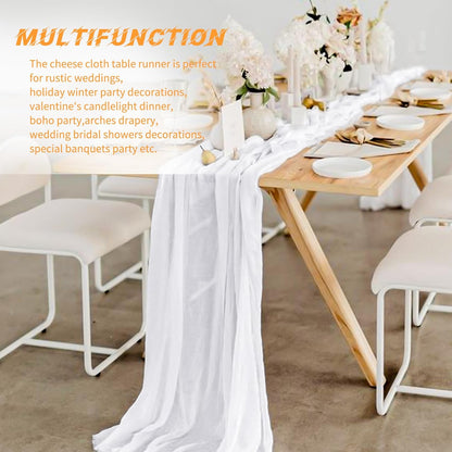 10 Pack Beige Cheesecloth Table Runner 17x108 Inch Boho Gauze Cheese Cloth Table Runners for Wedding Party Baby Shower Birthday Home Decor