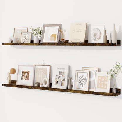 Dreamland Picture Ledge Shelf for Wall, Floating Shelves Set of 2, 48 Inch Long Floating Shelves with Lip for Living Room, Bedroom, Bathroom, Kitchen, White
