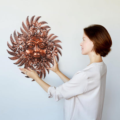 Large Metal Sun Wall Decor Outdoor, 27 Inch Sun and Moon Decor Metal Wall Art, 3D Sun Wall Decor for Patio Garden Yard Fence Bedroom Living Room Decoration