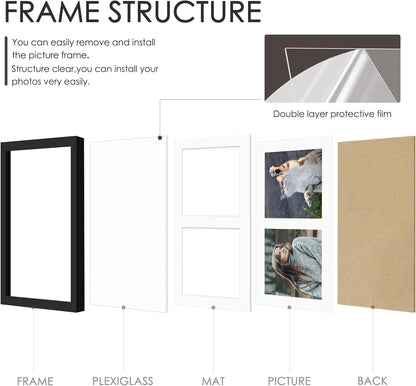 DUENPY 14x26 Collage Picture Frame 4x6 Collage Picture Frame Displays Twelve 4x6 inch Photos Available Horizontal Wall Mounting Display and Vertical Black - Colors A