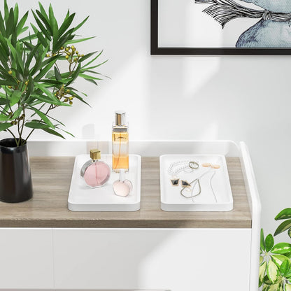 Bathroom Vanity Tray for Countertop - Bamboo Organizer Tray for Dresser Tops, Toilet, Perfume Small Decorative Tray Wood Tray for Home Decoration 11.81” L x 6.1” W x 0.79” H Black