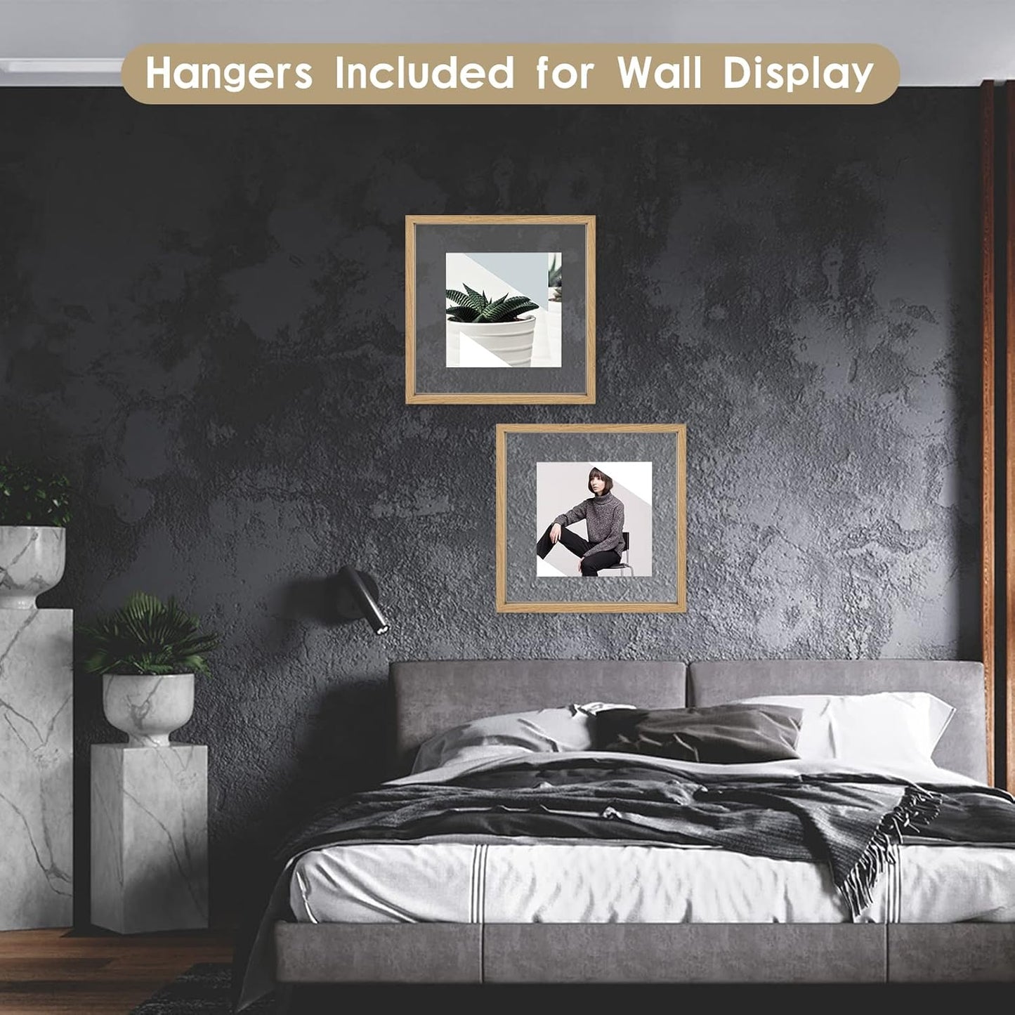 MUYE 11x14 Floating Frame Set of 2,Double Glass Rustic Frame,Display Any Size Photo up to 11x14,Wall Mount or Tabletop Standing,Natural