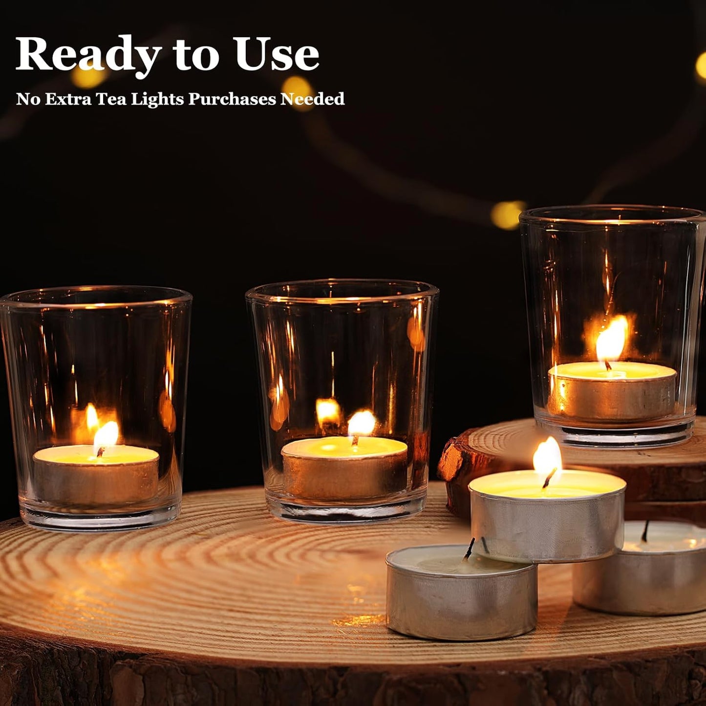 Letine 36-Pack Votive Candle Holders - Clear Glass Tea Light Holders - Glass Votive Candle Holder Bulk for Wedding Centerpieces/Home Table Decor/Propose/Christmas and Spring Party Decor
