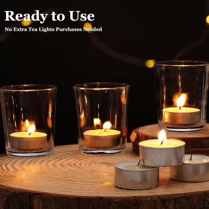 Letine 36-Pack Votive Candle Holders - Clear Glass Tea Light Holders - Glass Votive Candle Holder Bulk for Wedding Centerpieces/Home Table Decor/Propose/Christmas and Spring Party Decor