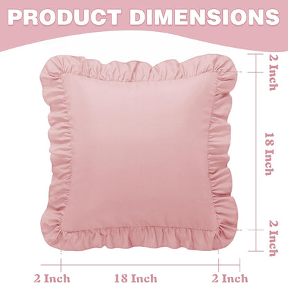 KKJIAF Ruffle Pillow Cases 26x26 Inches, White Square Ruffled Pillow Covers Set of 2, Microfiber Wrinkle Resistant Pillow Shams with Envelope Closure for Sofa Bed Living Room