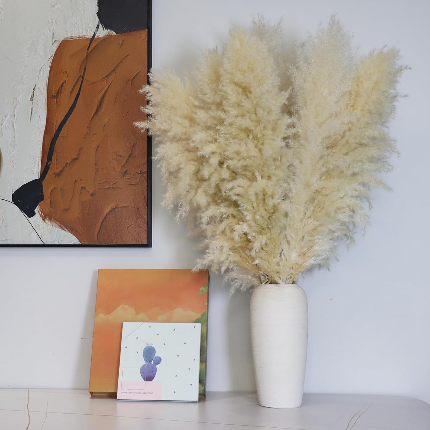 Pasuvsigt 12pcs 40'' Dried Pampas Grass Decor - Tall-Large Pampas Grass - Natural Beige - Boho Home Decor