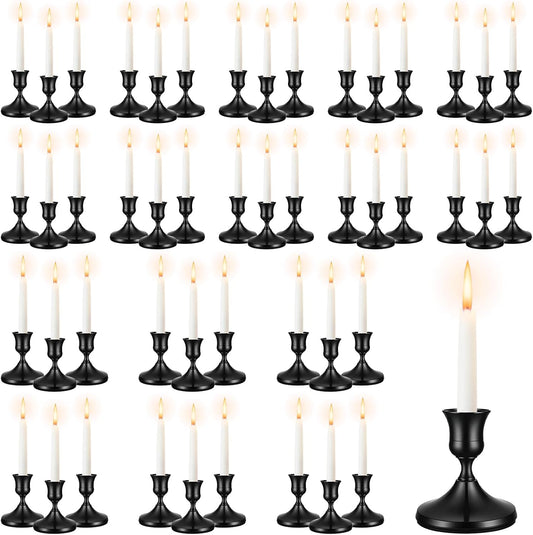 48 Pack Brass Gold Taper Candle Holders Set - Vintage Metal Candlestick Holders Set Candle Holder for Table Centerpiece, Wedding Reception, Festive Christmas Mantel Decoration or Home Decor Gold