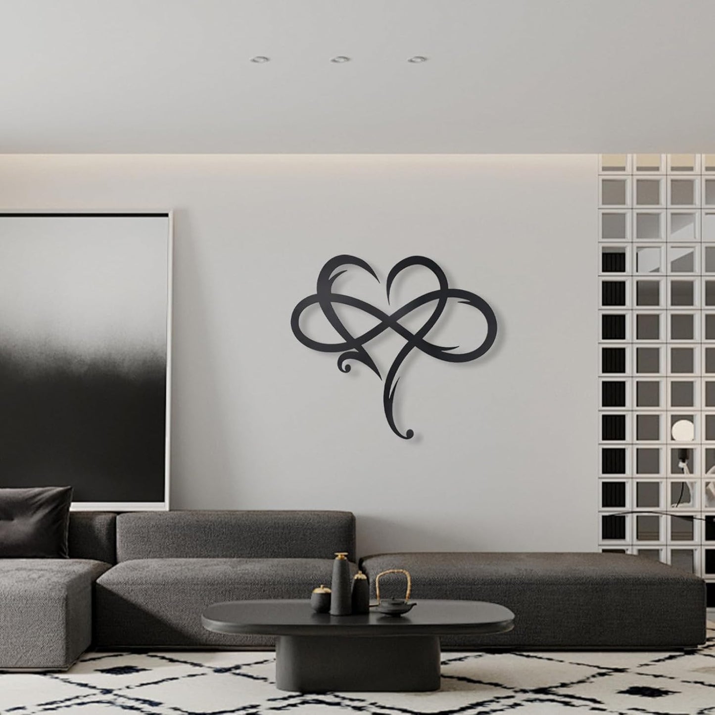 OYEFLY Infinity Heart Metal Wall Decor,Infinity Heart Wall Decor for Room Living,Wedding Decor (Black, style3 11.4 x 10.7in)