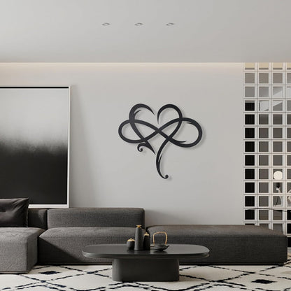OYEFLY Infinity Heart Metal Wall Decor,Infinity Heart Wall Decor for Room Living,Wedding Decor (Black, style3 11.4 x 10.7in)