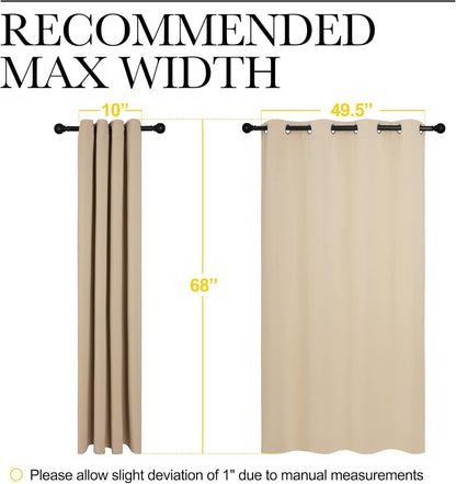 NICETOWN Halloween Pitch Black Solid Thermal Insulated Grommet Blackout Curtains/Drapes for Bedroom Window (2 Panels, 42 inches Wide by 63 inches Long, Black) - Colors D