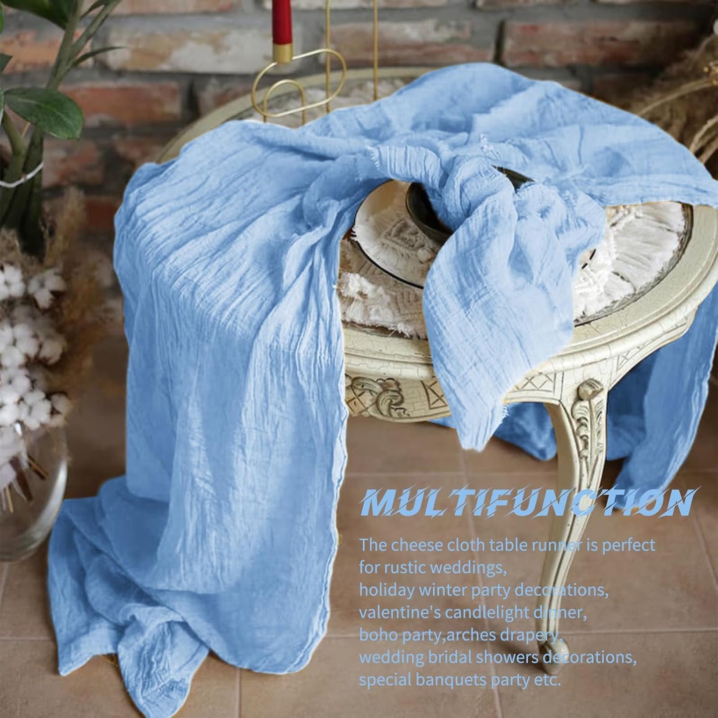 10 Pack Beige Cheesecloth Table Runner 17x108 Inch Boho Gauze Cheese Cloth Table Runners for Wedding Party Baby Shower Birthday Home Decor