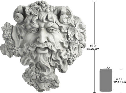 Design Toscano Bacchus, Grape Harvest Wine Greek Greenman Face Wall Sculpture, Medium, 12 inches tall, Cast Stone Resin, Antique Stone Finish